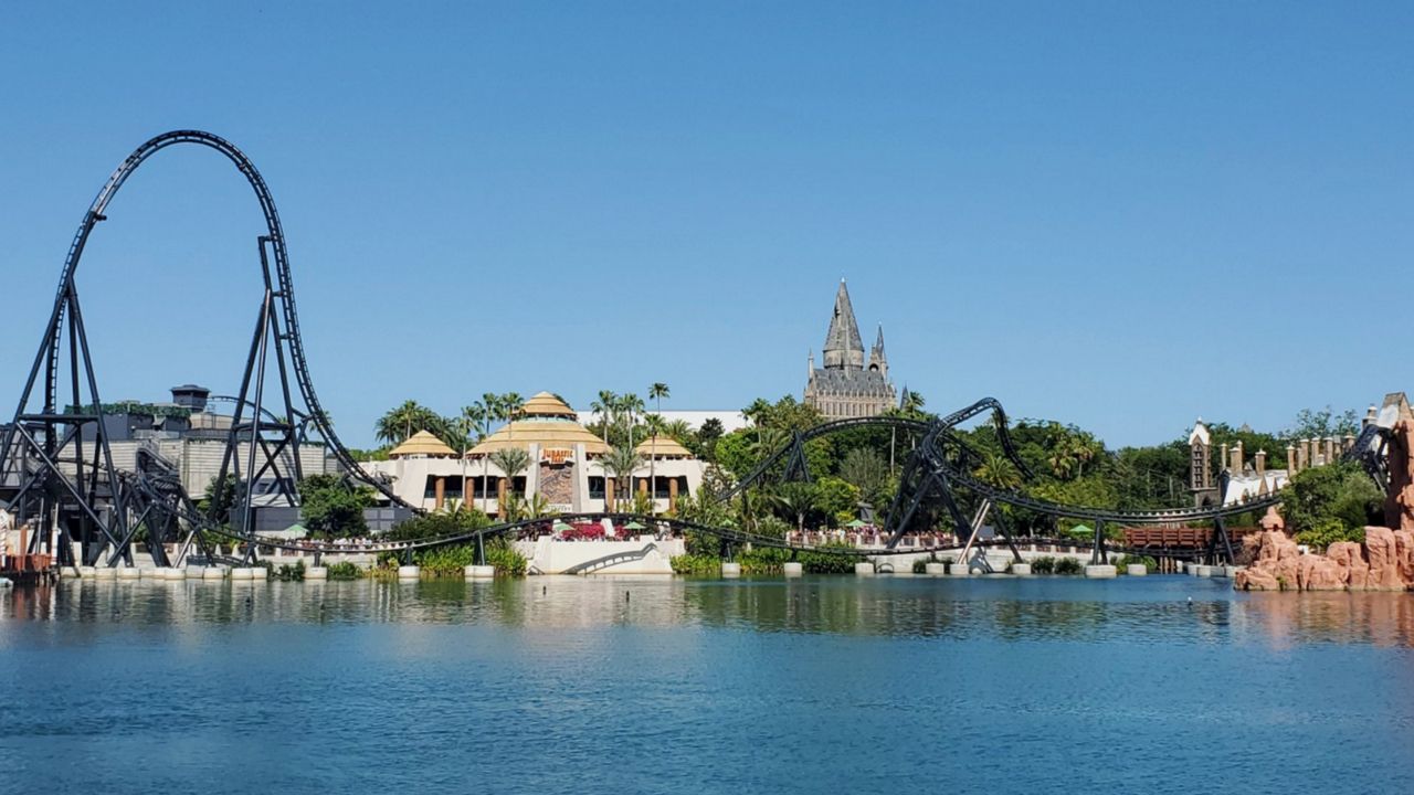 Jurassic World VelociCoaster at Universal's Islands of Adventure. (Spectrum News/Ashley Carter)