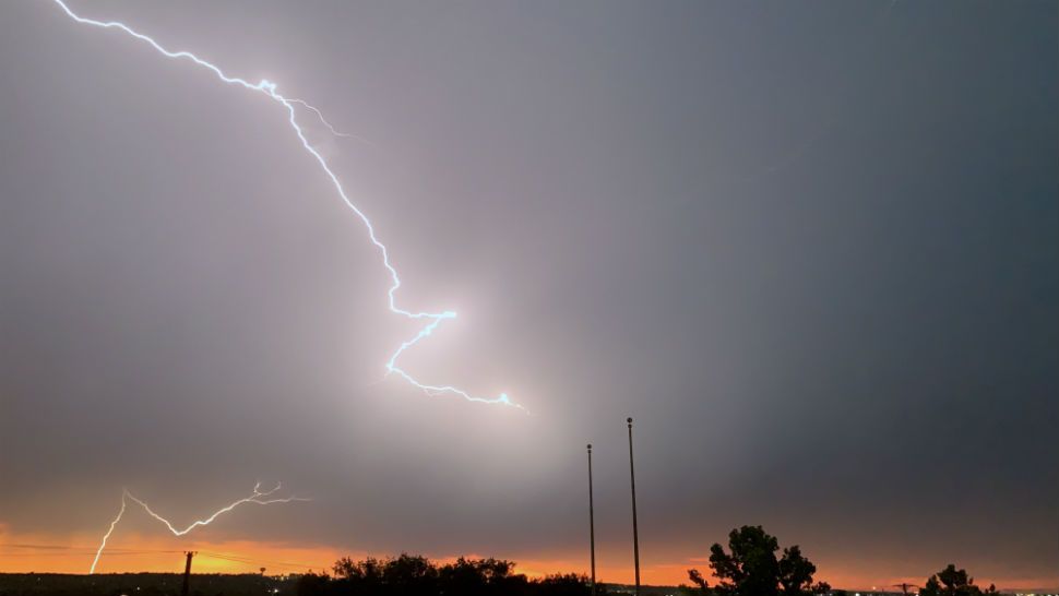 Lighting filled the San Marcos sky on Sunday, June 10, 2019 during a severe thunderstorm. (Spectrum News: Stacy Rickard)