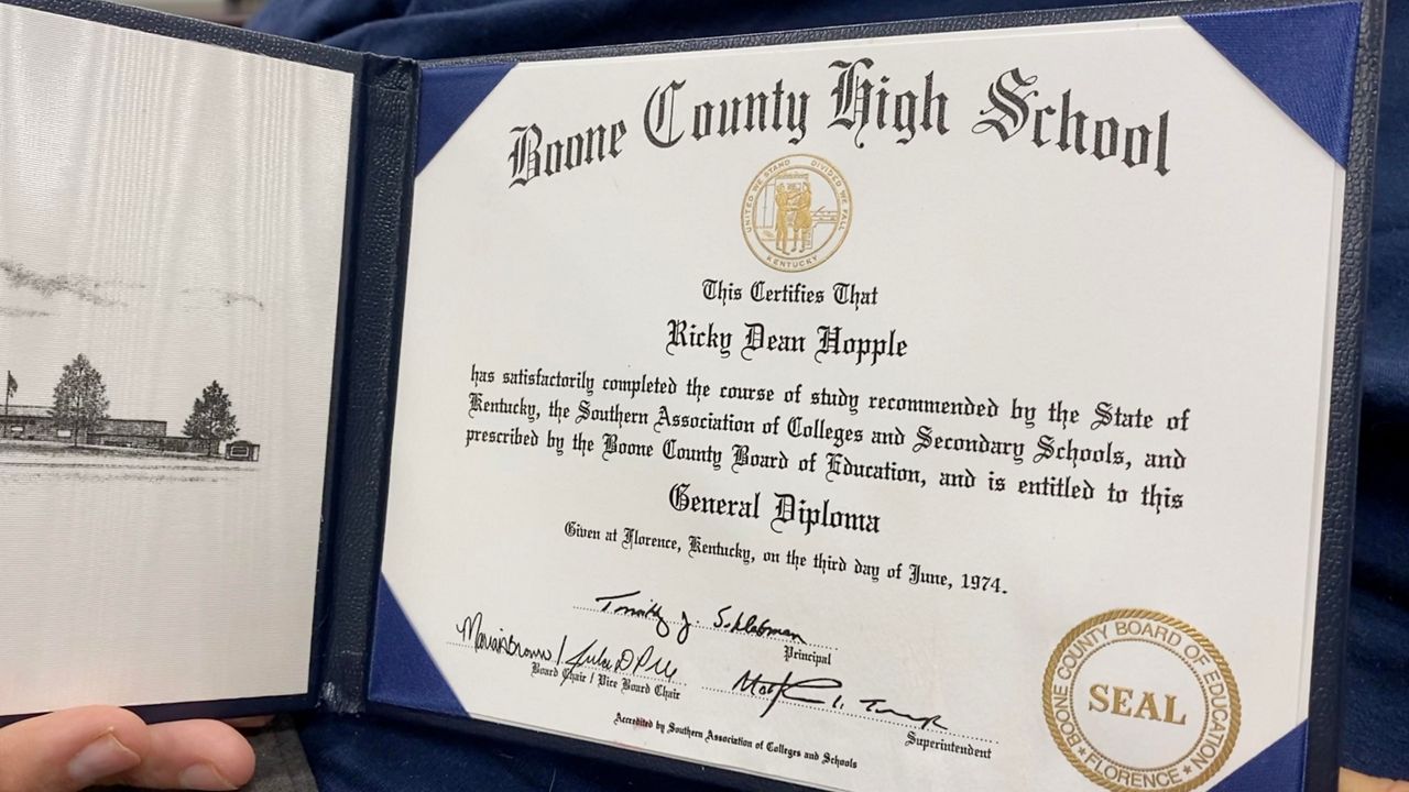 Rick Hopple's well-deserved diploma (Spectrum News 1/Sam Knef)