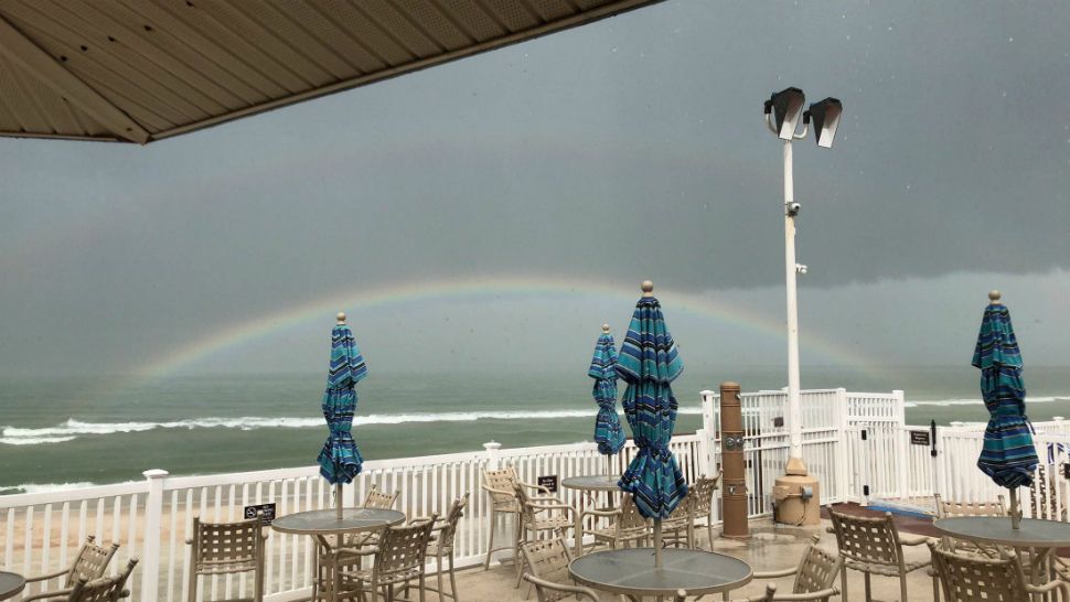 Sent to us via the Spectrum News 13 app: Full rainbow during a storm in Daytona Beach on Monday, June 11, 2018.