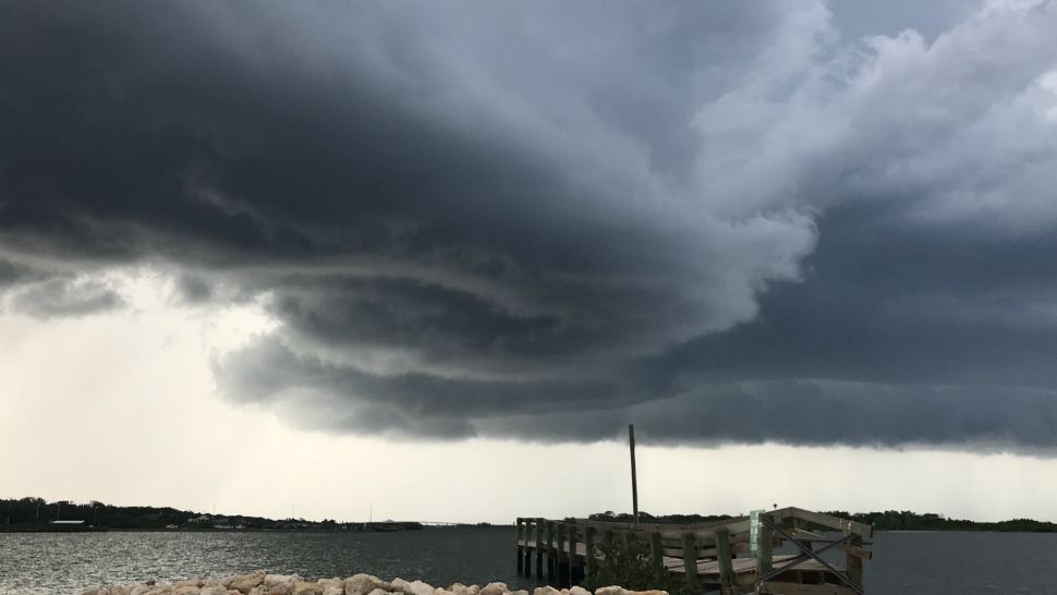 Sent to us via the Spectrum News 13 app: Dark skies over The Little Beach in Edgewater on Monday, June 11, 2018.