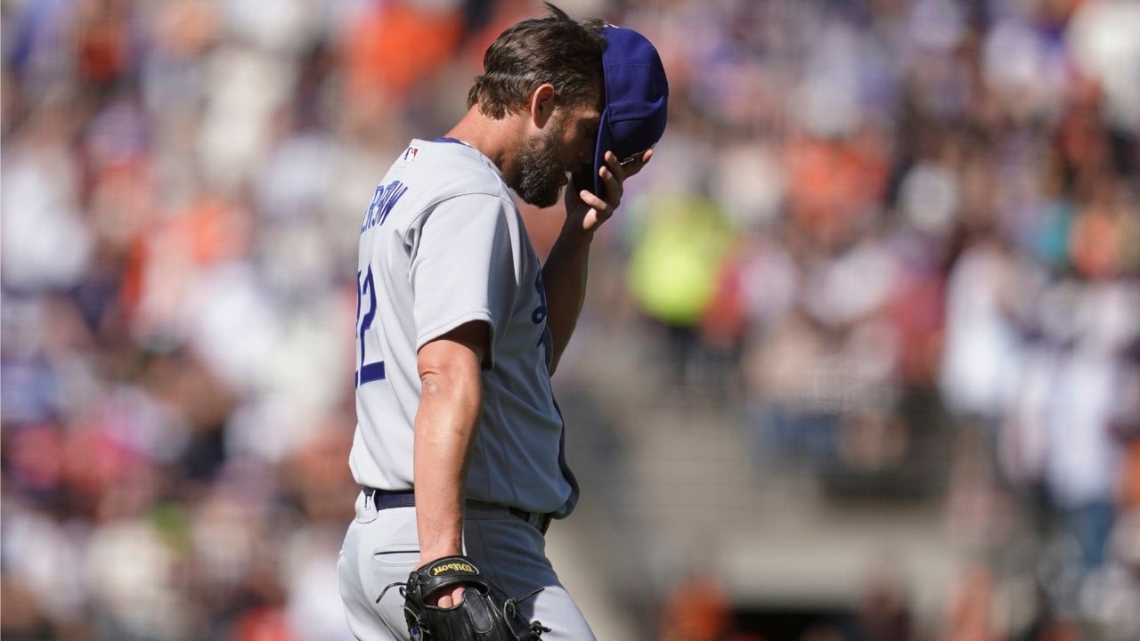 LOS ANGELES, CA - JUNE 16: The Giants logo on a jersey on Pride Night  during the MLB game between the San Francisco Giants and the Los Angeles  Dodgers on June 16