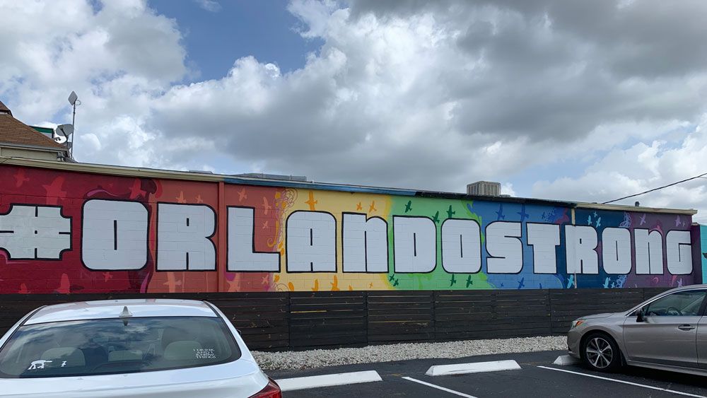 This Orlando Strong mural is located along Primrose Drive, between Pho Hoa and Se7en Bites. (Christie Zizo, Spectrum News)