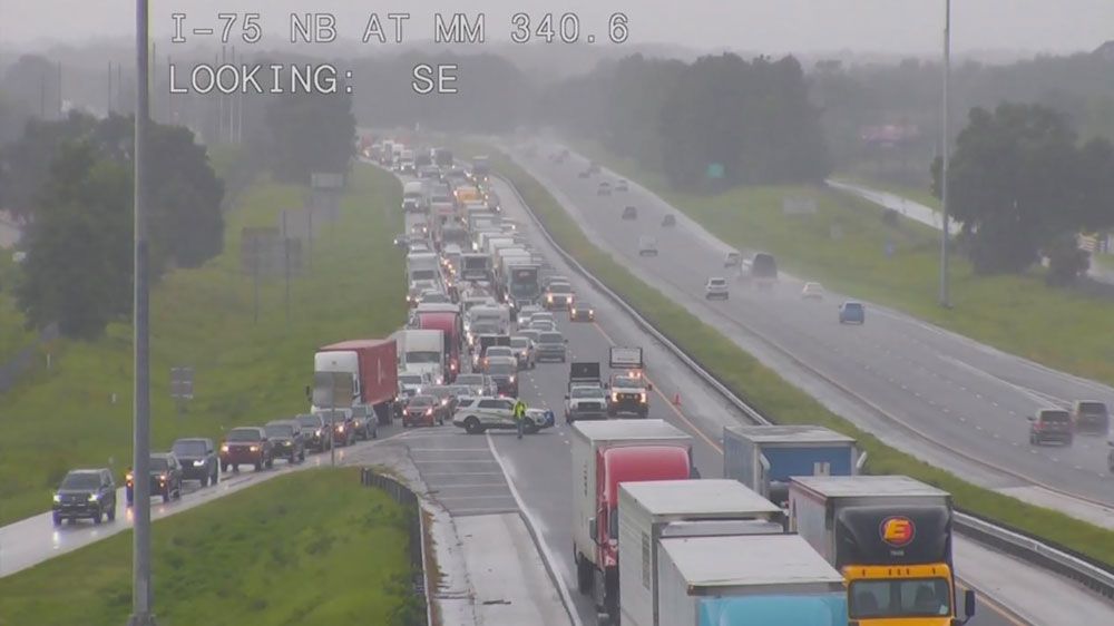 The northbound lanes of Interstate 75 were closed at County Road 484 in Marion County on Thursday morning after a fatal crash. (Florida Department of Transportation)