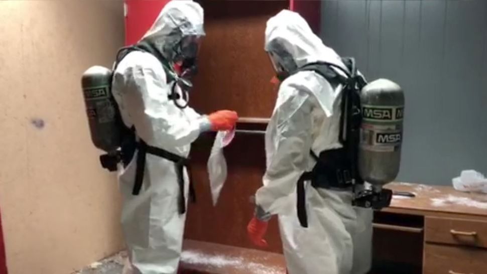 Emergency personnel training to handle fentanyl-contaminated crime scenes, Thursday, June 14, 2018. (Jenna Kurtz, staff)