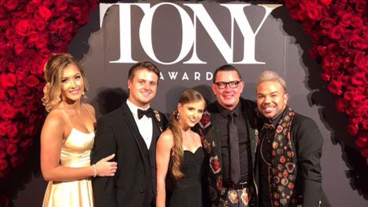 Dr. Jeffrey Grove (second from right) and his family at the Tony Awards. The musical he worked on, "Once on This Island", was nominated for eight awards and won Best Revival of a Musical. 