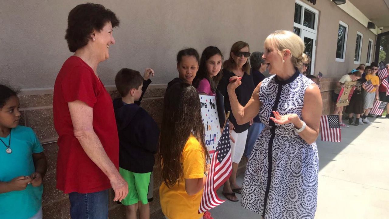 Florida First Lady Ann Scott visited some Melbourne school kids as part of her annual Summer Literacy Adventure. (Greg Pallone, staff)