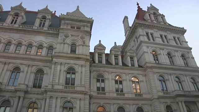 The outside of a large building.