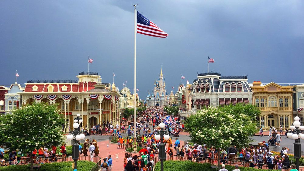Ominous dark clouds over Disney's Magic Kingdom Thursday, June 21. (Greg Angel, Staff)