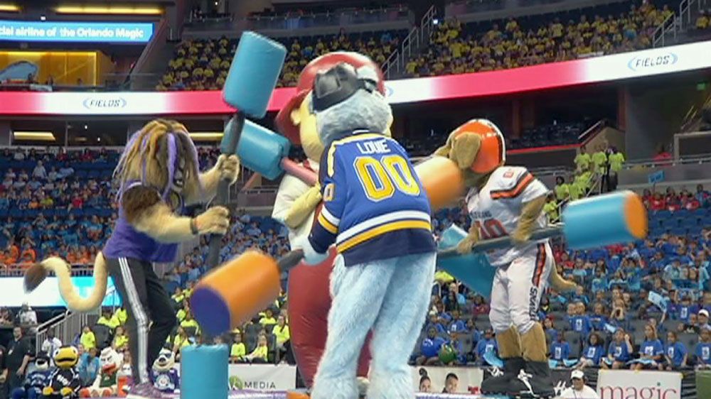 Mascots battle it out in a previous Mascot Games in Orlando. (File)