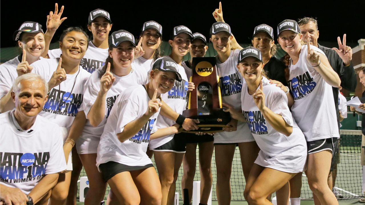 Vanderbilt posses with the trophy after their team won the NCAA's women's team tennis championships against Oklahoma, Tuesday, May 19, 2015, Waco, Texas. (AP Photo/LM Otero, File)