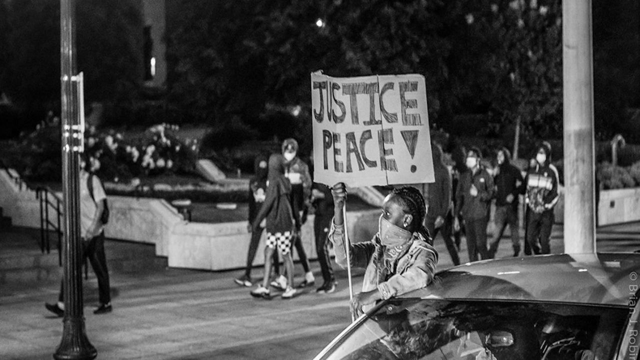 A scene from protests in Columbus.