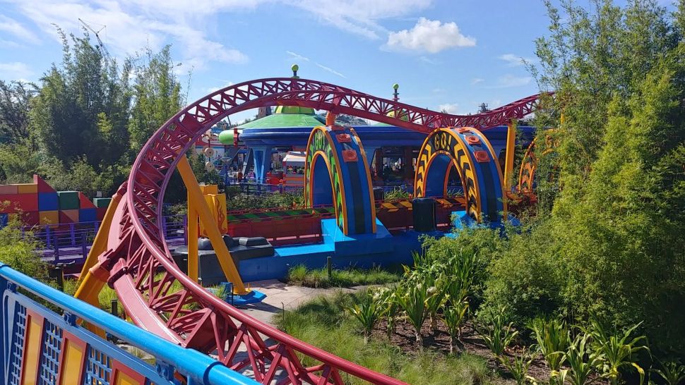 Slinky Dog Dash is a new roller coaster in Toy Story Land at Disney's Hollywood Studios. The ride lasts about 2 minutes and includes some quick turns and twists. (Ashley Carter, staff)