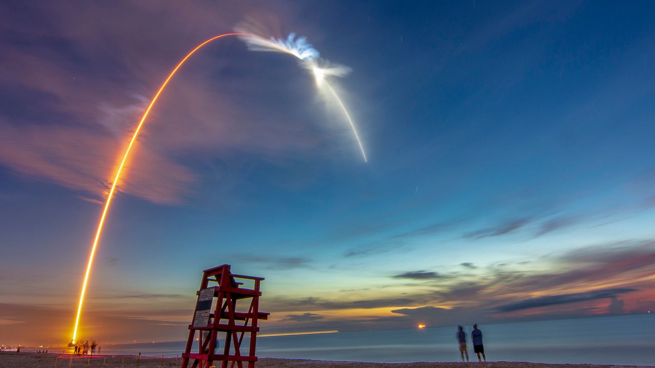 SpaceX Falcon 9 rocket launch from Space Launch Complex 40 seen from South Cocoa Beach on Friday, June 29, 20018. (Jamie MacKenzie, viewer)