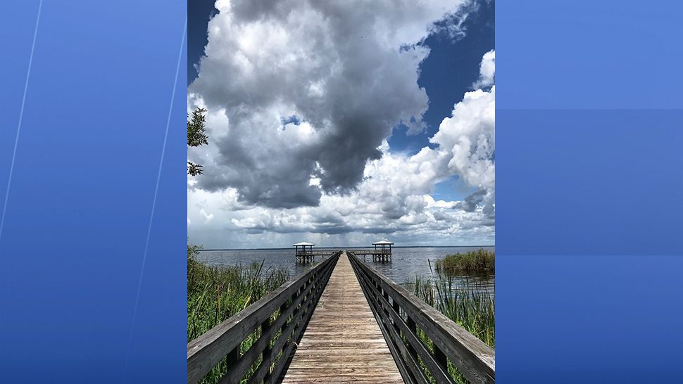 Submitted via the Spectrum News 13 app: Lake George was full of stormy clouds and rain patches on Sunday, July 08, 2018. (Dorothy Romero, viewer)