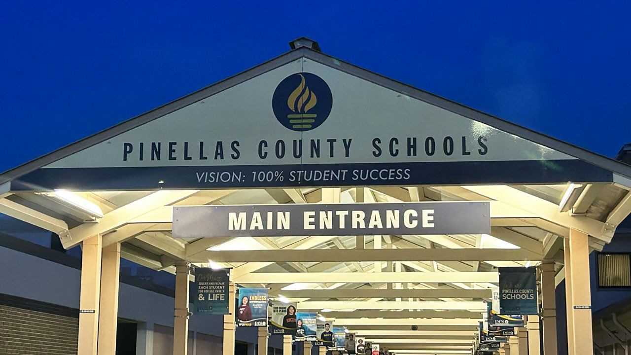 The main entrance to Pinellas County School Administration building. (Spectrum Bay News 9/Julia Hazel)