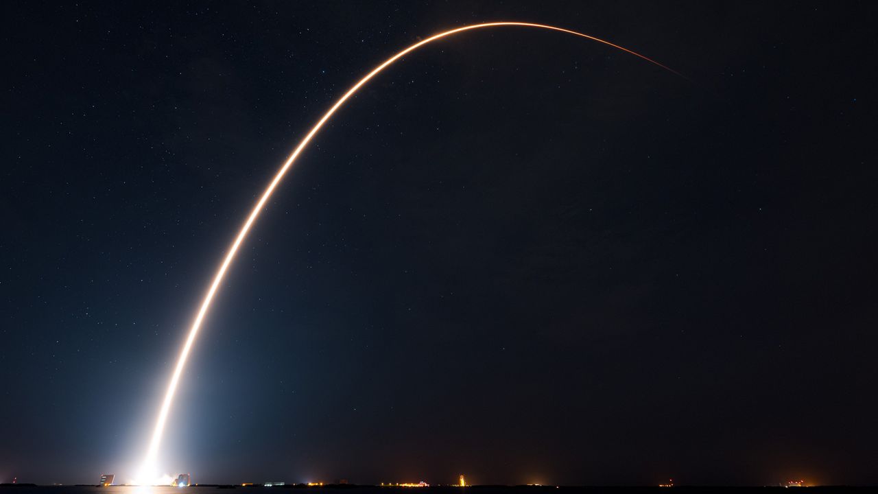 SpaceX's Falcon 9 rocket lifts off from Space Launch Complex 40 at Cape Canaveral Space Force Base to deploy more than 20 Starlink satellites during the evening hours of Sunday, July 9, 2023. (SpaceX)