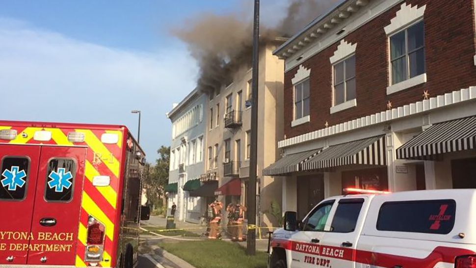 The Daytona Beach Fire Department tweeted out several photos and videos of the fire at the hotel at 124 Orange Ave. in Daytona Beach. (The Daytona Beach Fire Department)