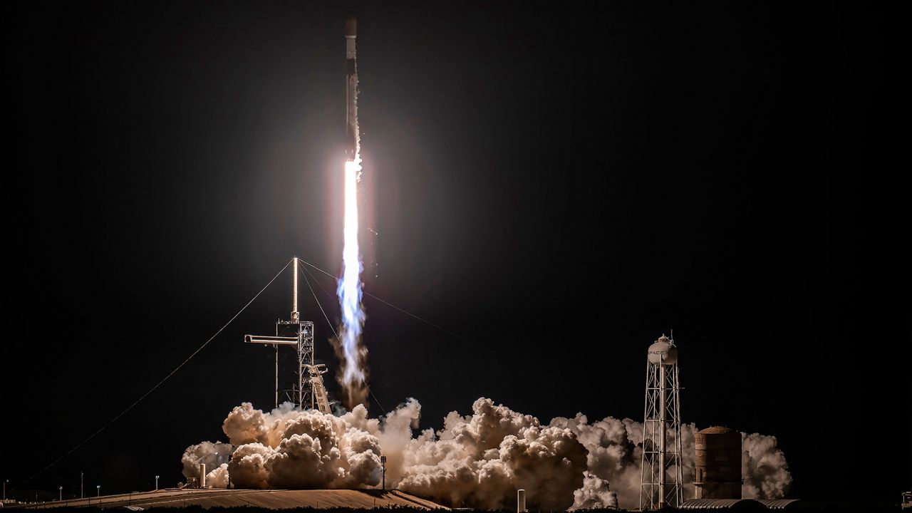 SpaceX’s Falcon 9 rocket left Launch Complex 39A at Kennedy Space Center at 1:45 a.m. ET, Saturday, July 27, 2024. This is the first launch of a Falcon 9 rocket since it was grounded by the FAA following an "anomaly" earlier in the month. (SpaceX)