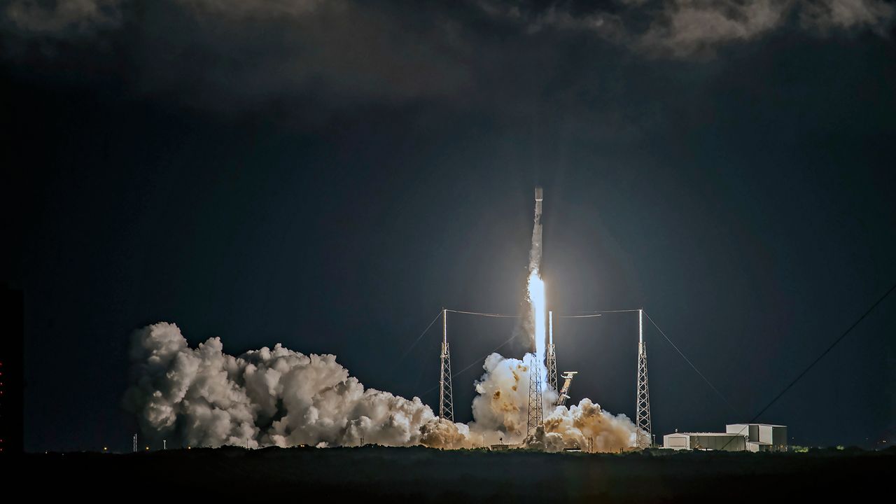 SpaceX's Falcon 9 rocket sends up 22 Starlink satellites from Space Launch Complex 40 at Cape Canaveral Space Force Base on Friday. (SpaceX)