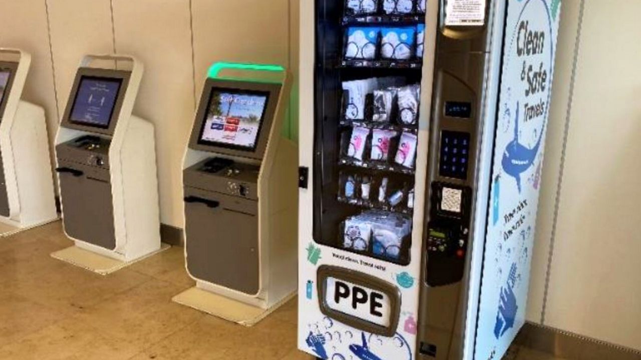 Orlando International Airport's 6 PPE vending machines are located near the ticket counters of several major airlines. (Courtesy of Orlando International Airport)