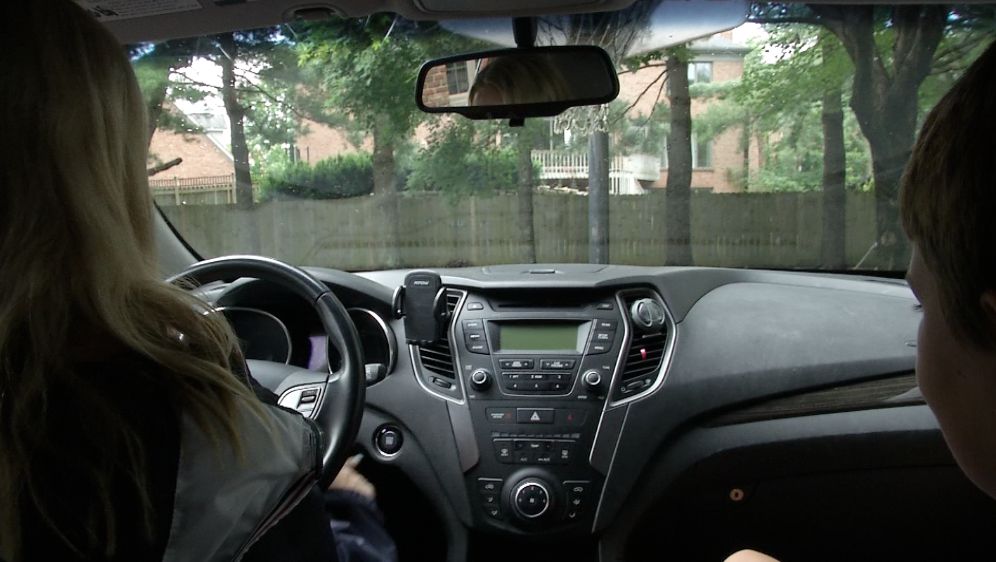 Woman driving a car