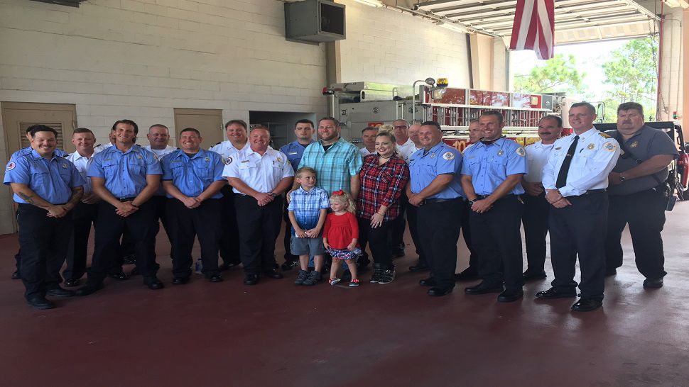 On Tuesday, Pasco Fire finally got to meet the family they helped out (Spectrum News Image)