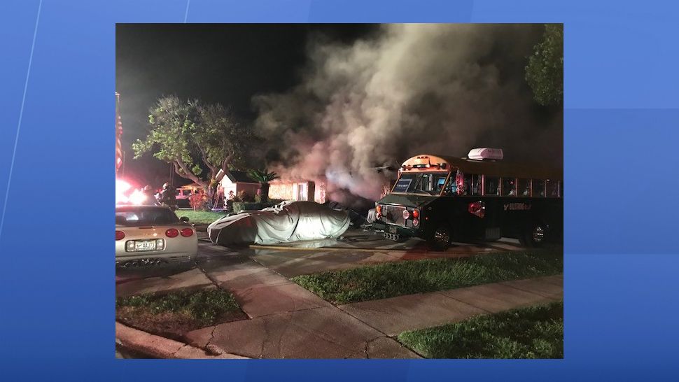 A fire broke out at a home in Seminole Tuesday night, causing heavy fire damage to the garage. (Seminole Fire Rescue)