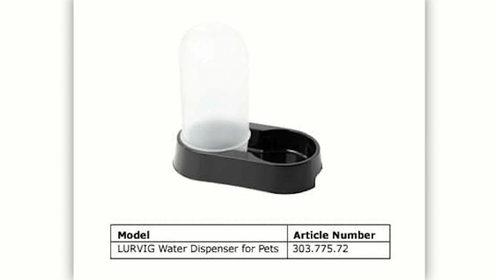 IKEA recalled their "Lurvig" water dispenser after two dogs died as a result of getting their heads stuck and suffocating (Spectrum News staff).