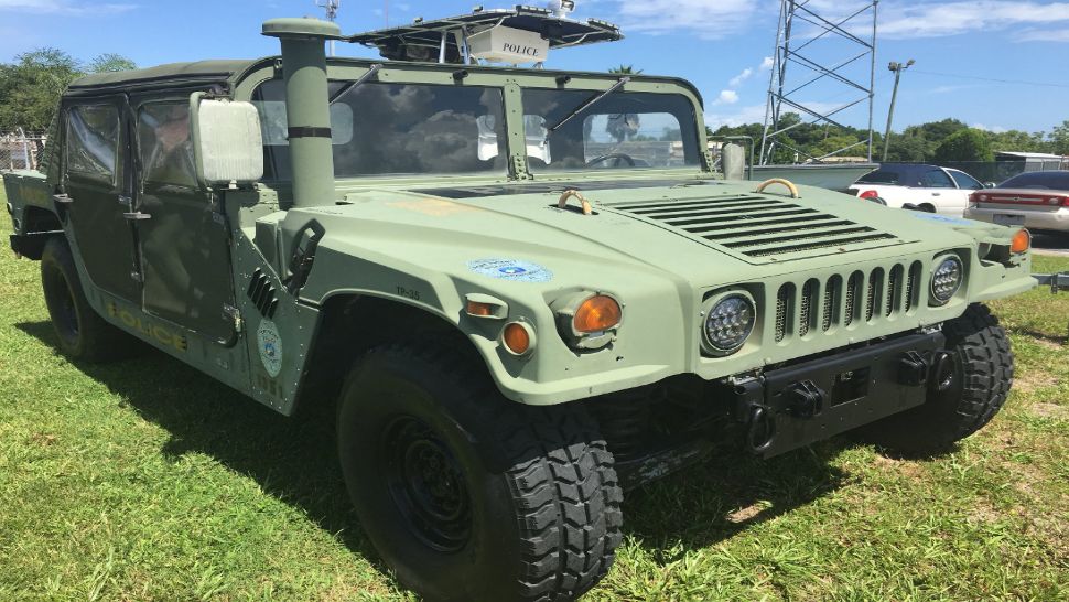 The Port Richey Police Department recently purchased 2 military Humvees from Brooksville Police for $500 apiece following that department's dissolution. (Sarah Blazonis, staff)