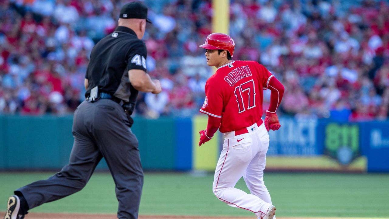 ANAHEIM, CA - JULY 14: Los Angeles Angels pitcher Shohei Ohtani (17) looks  on right before being removed from the MLB game between the Houston Astros  and the Los Angeles Angels of