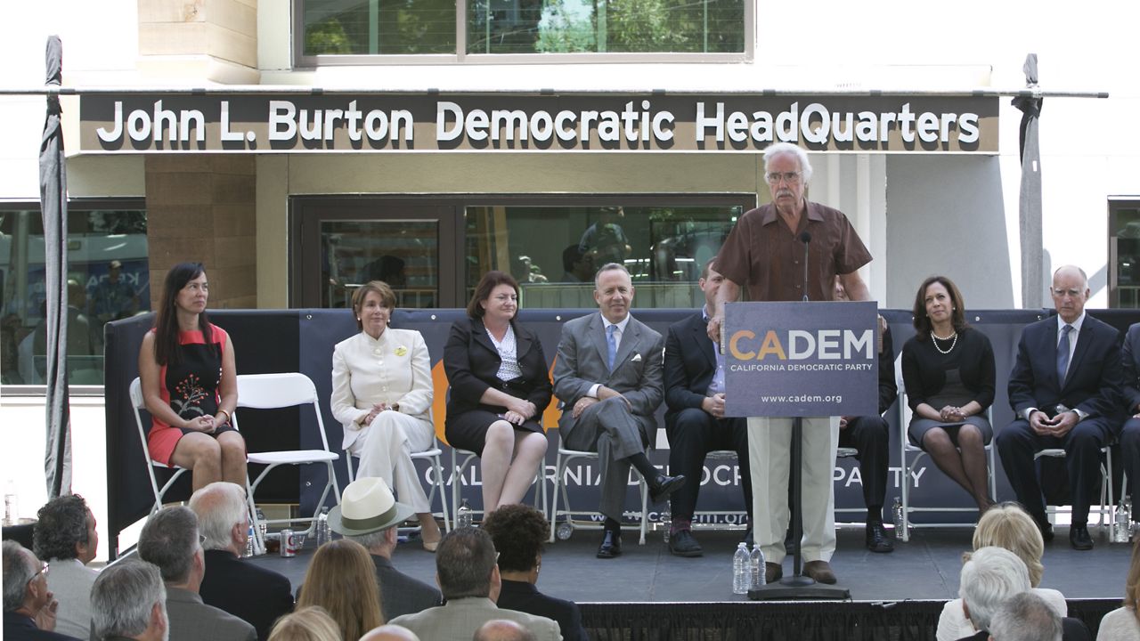 Then-California Democratic Party Chairman John Burton speaks during the dedication of the John L. Burton California Democratic Party Headquarters in Sacramento, Calif. on June 16, 2014. (AP Photo/Rich Pedroncelli)
