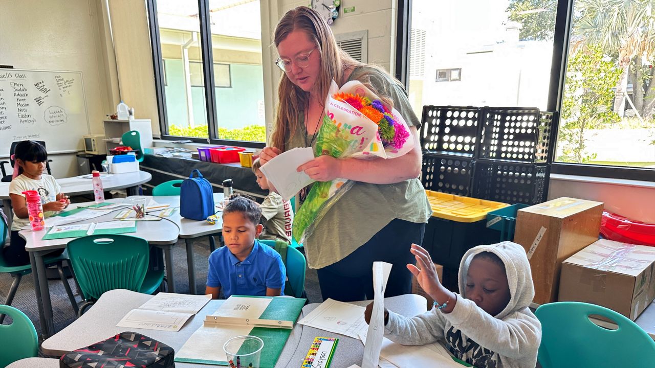 Brittany Russell is a kindergarten teacher who was nominated by her principal who describes her as the “child whisperer.” (Spectrum Bay News 9/Fallon Silcox)