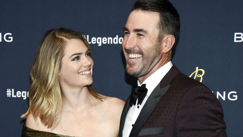 FILE - In this Feb. 22, 2018, file photo, supermodel Kate Upton and husband professional baseball player Justin Verlander attend the Breitling Global Roadshow event at The Duggal Greenhouse in New York. Upton and Verlander are expecting their first child. Upton announced the pregnancy on Instagram on Saturday, July 14, 2018, in a post with the hashtag “pregnant in Miami” where she tagged Verlander. (Photo by Evan Agostini/Invision/AP, Fileo