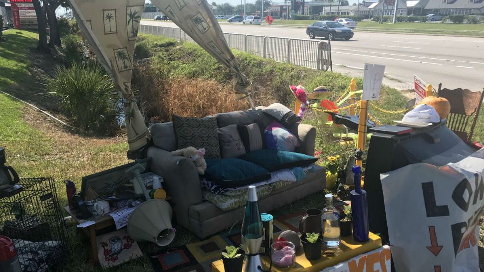 A couch, known as the Palm Bay Couch, has garnered a following on social media. (Greg Pallone, staff)