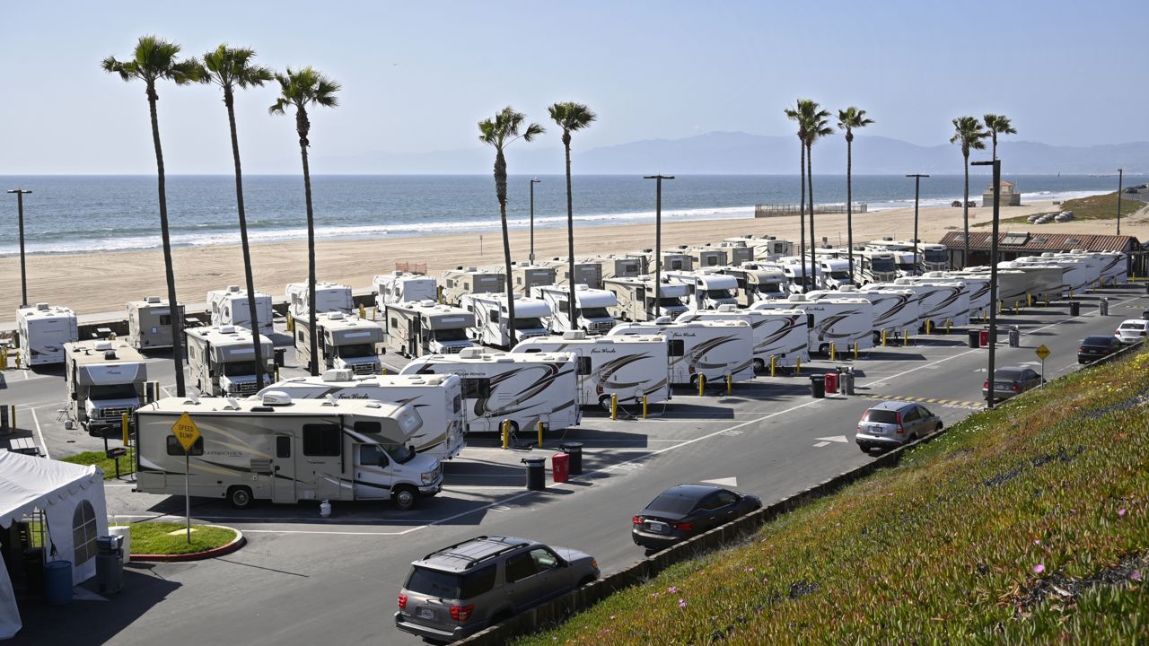 An RV park at Dockweiler State Beach. (AP Photo/Mark J. Terrill)