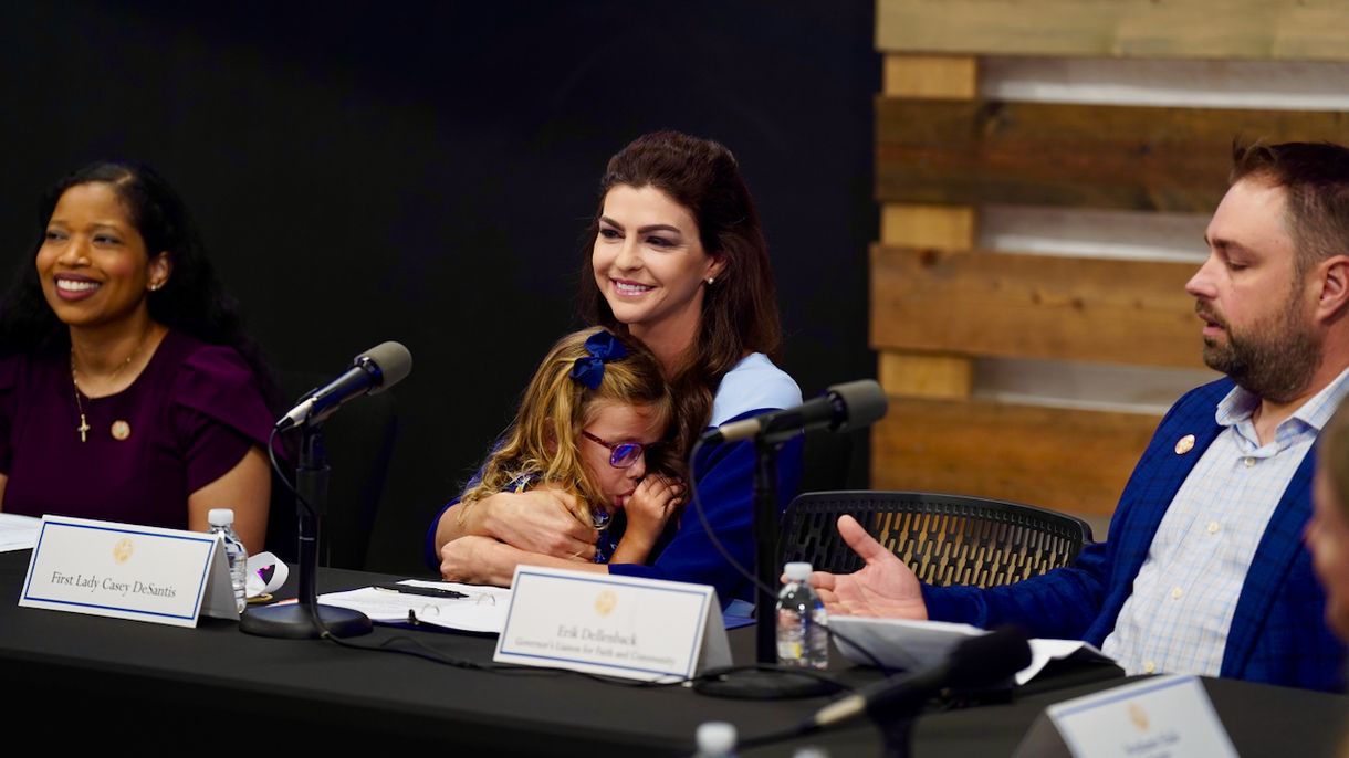First lady Casey DeSantis holds a July 15 roundtable discussion to highlight her Hope Florida — A Pathway to Prosperity initiative. (Photo courtesy of the Florida Department of Children and Families)