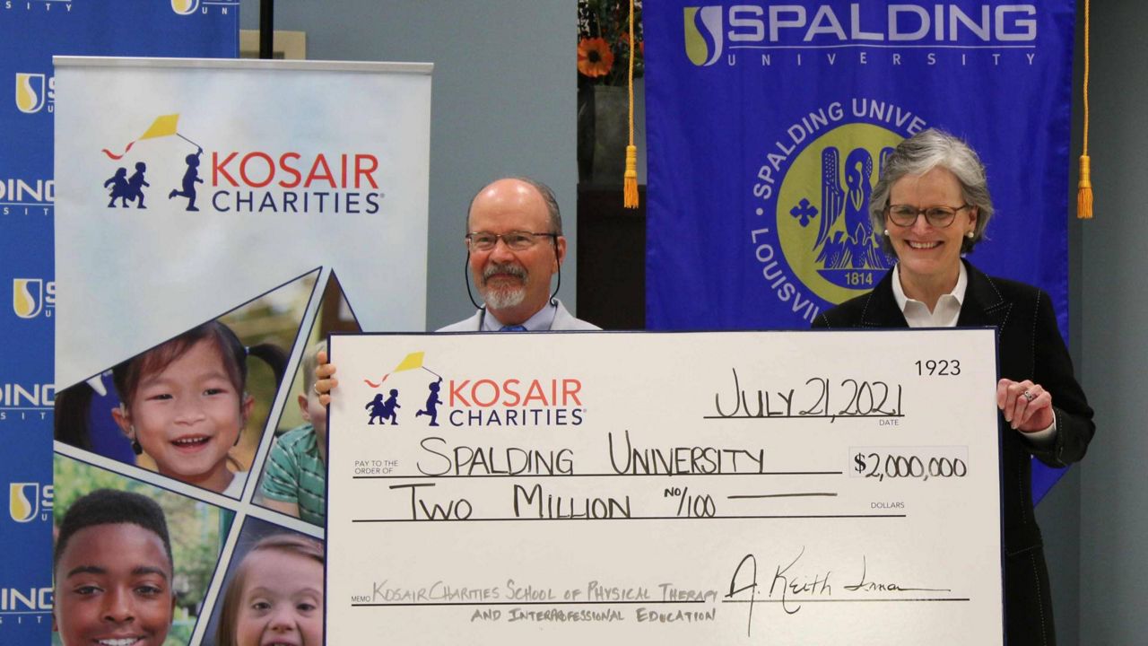 Kosair Charities presented the check to Spalding University Wednesday. (Spalding University)