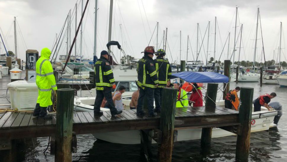 Eleven people were rescued from the Indian River after their boat capsized. (Titusville Fire Department)