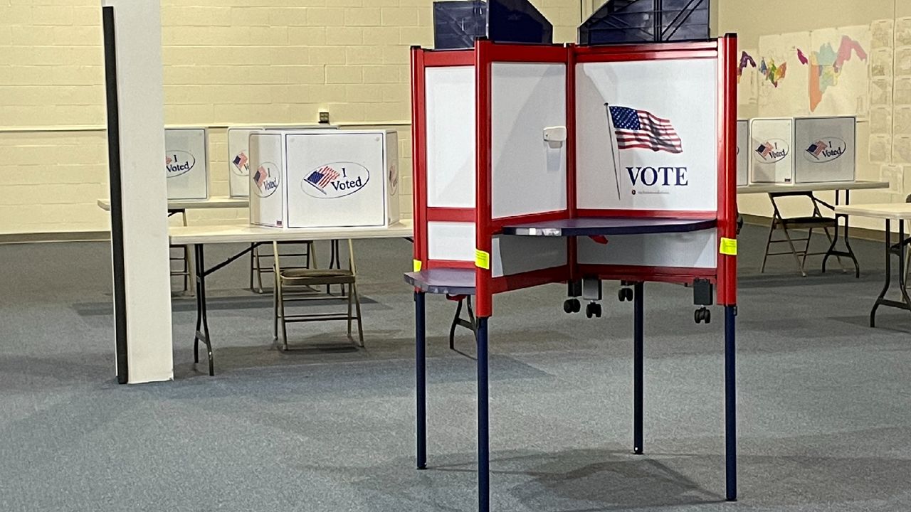 A polling location is set up at the St. Charles County Election authority office in St. Peters, Mo. (Spectrum News/Gregg Palermo)