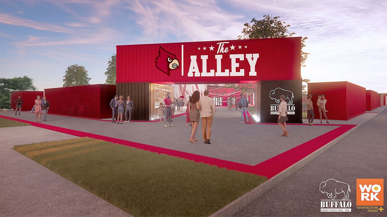 An artist rendering of The Alley, UofL's new fan experience area (UofL Athletics/Buffalo Construction)