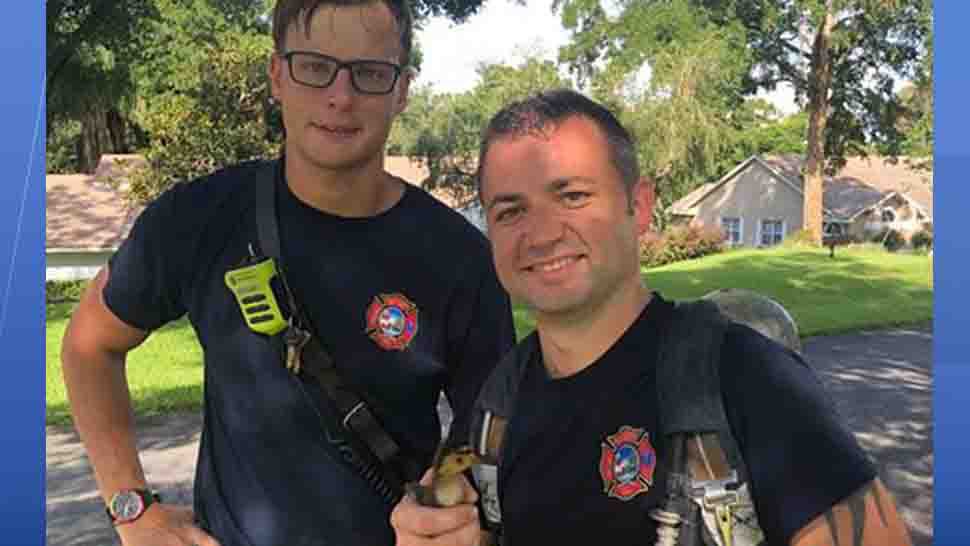 Mount Dora firefighters rescued two ducklings from a storm drain Saturday morning. (Courtesy of City of Mount Dora)