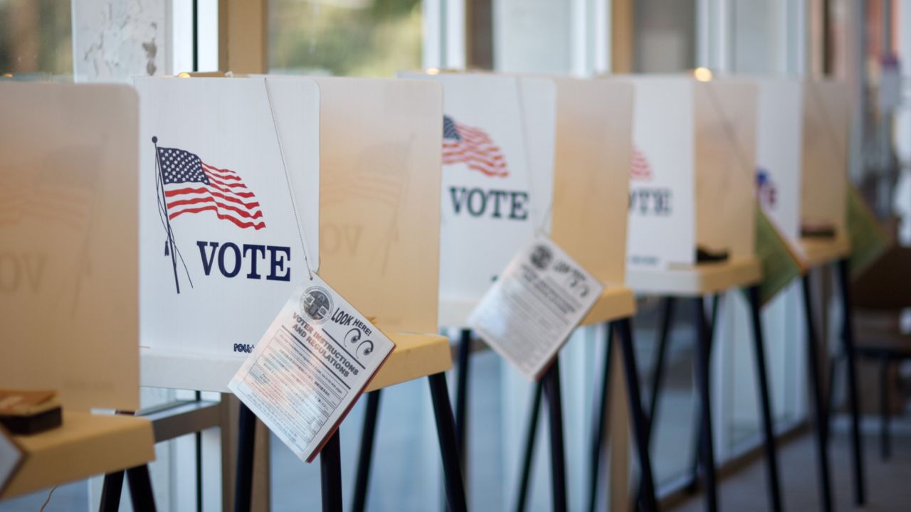 A row of votting booths