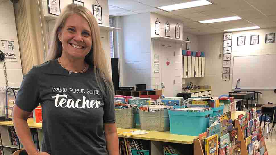 DeAnna Krause, a teacher at North Lakeland Elementary School, is using an Amazon wish list to gather supplies for the school year. (Stephanie Claytor/Spectrum Bay News 9)