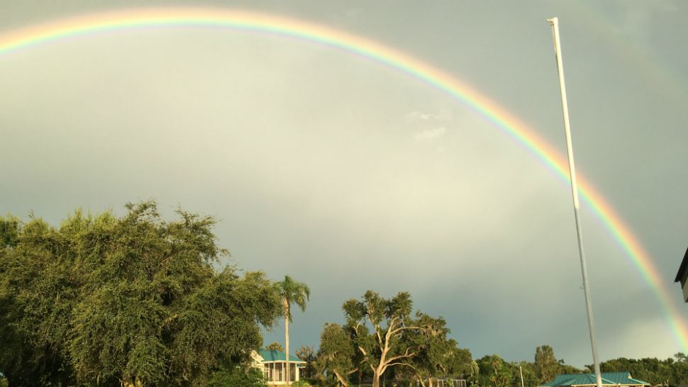 Rainbow captured Friday evening in Lake Placid (viewer photo via Spectrum Bay News 9 app)