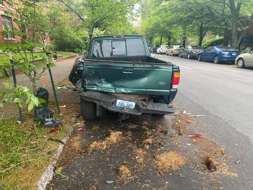 Logan Gatti's truck was parked in front of his house when it was hit by another car this summer. (Logan Gatti)