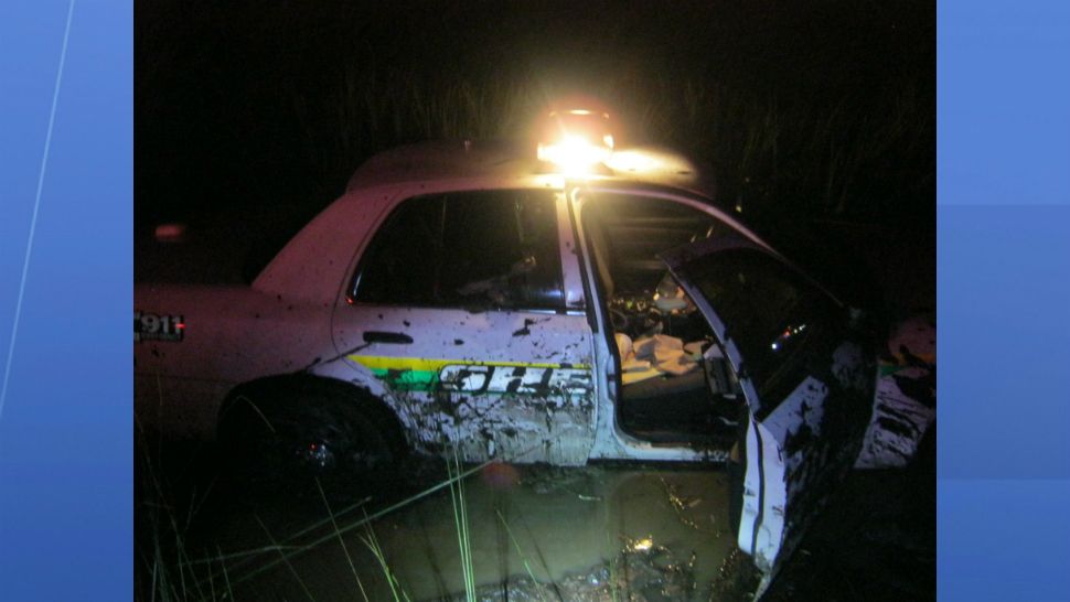 A Hernando County deputy was unhurt after swerving to avoid a deer and crashing in a canal in Hernando Beach.