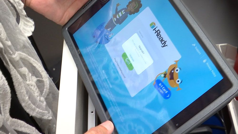 One of the iPads kindergarteners and first graders will use at Chickasaw Elementary School this year. (spectrum News)