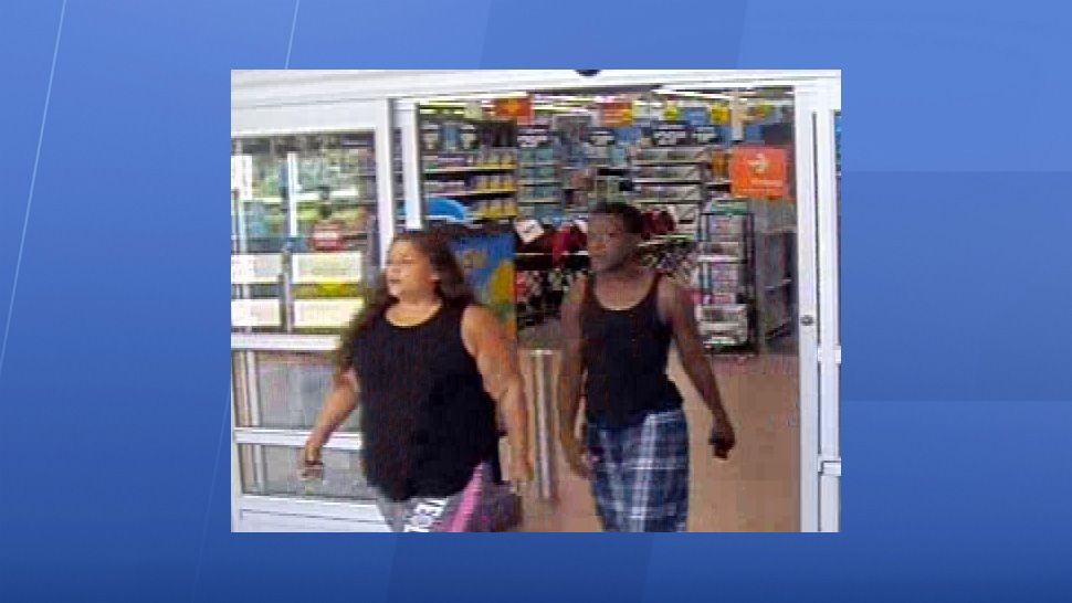 Screen capture from surveillance camera showing two suspects in Largo purse snatching July 8, 2018