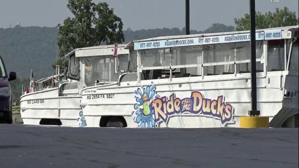 An amphibious duck boat